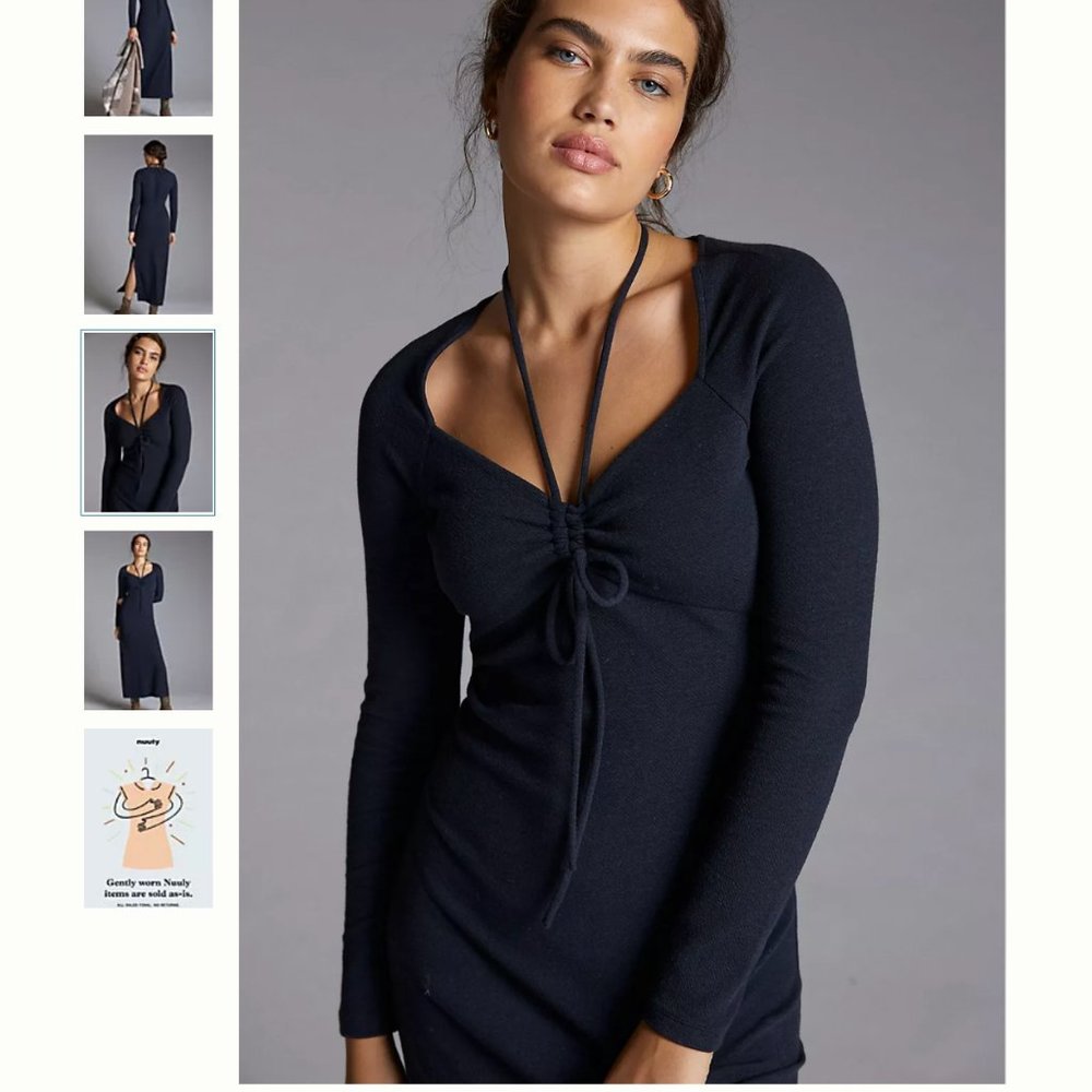 NWT Anthropologie Tie-Front Midi Dress, Size Small